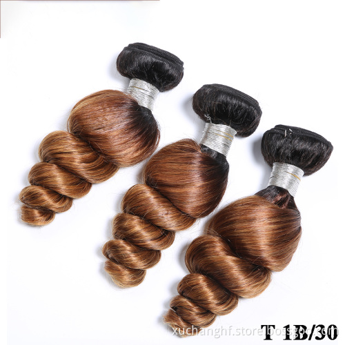 Full Cuticle Aligned Virgin Brazilian Ombre human hair 3 tone color ombre human hair extension
